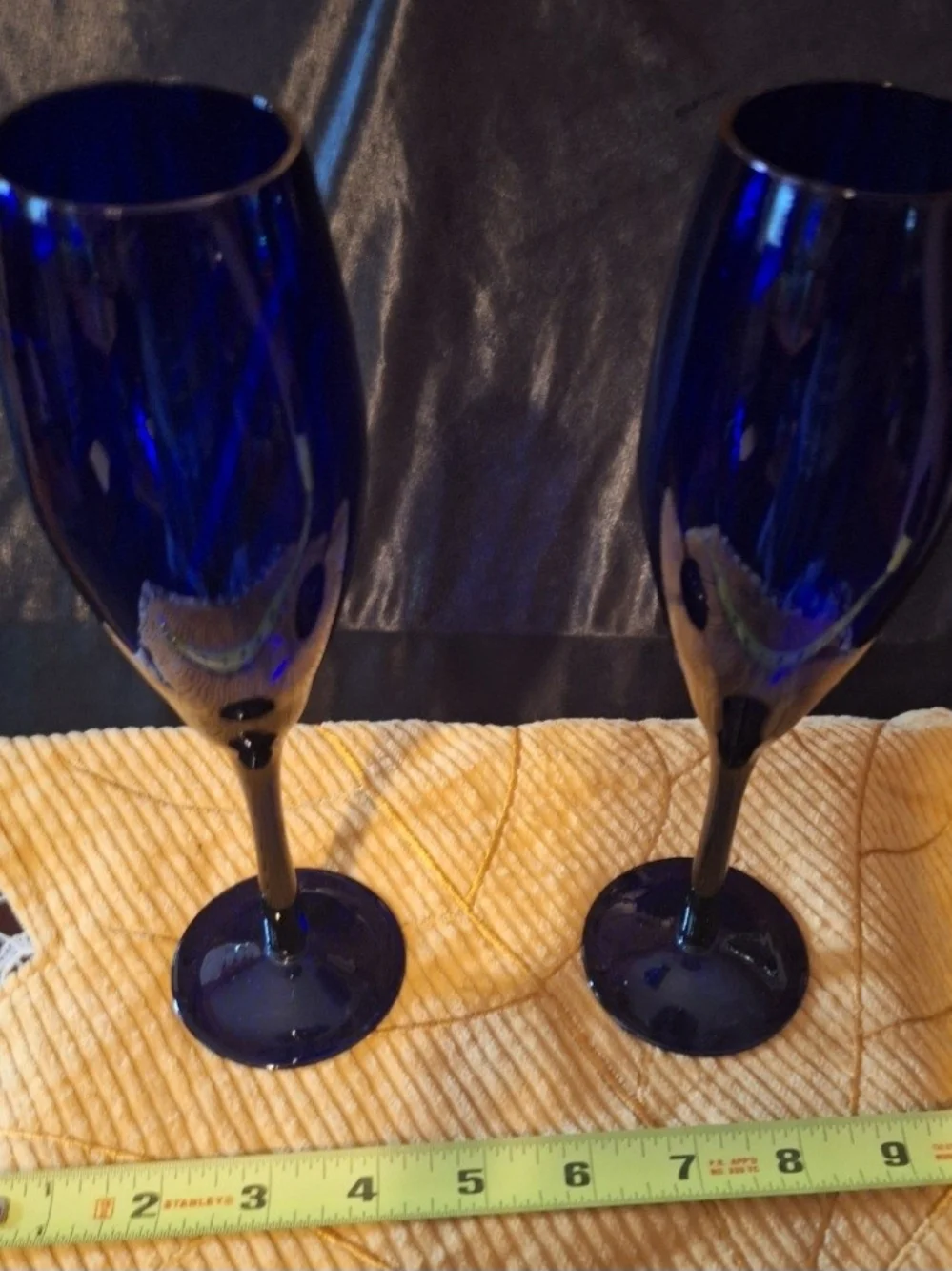 Elegant Vintage Libbey Cobalt Blue Champagne Flutes - Set of 2